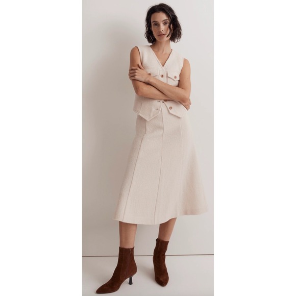 Madewell Heavyweight Italian Boiled Wool Blend Button Front Vest/Skirt Set 10/12 - Picture 1 of 10